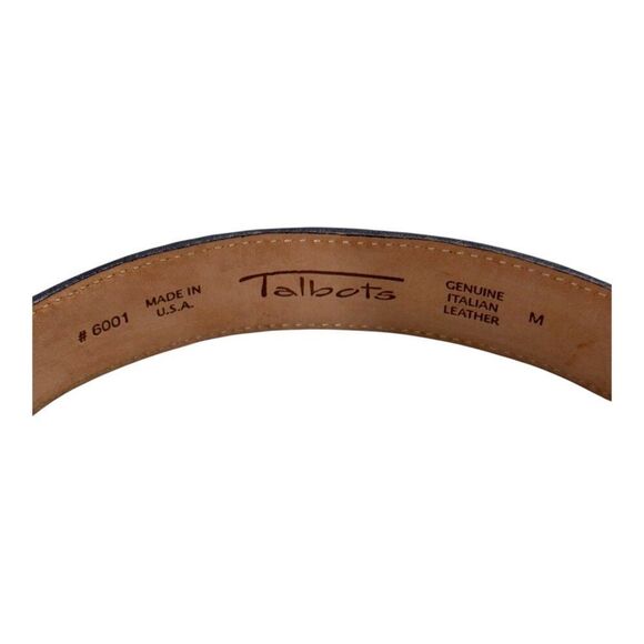 Genuine Italian Leather Black Belt Silver Buckle By Talbots Made USA Size M READ - Picture 4 of 5